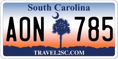 SC license plate AON785