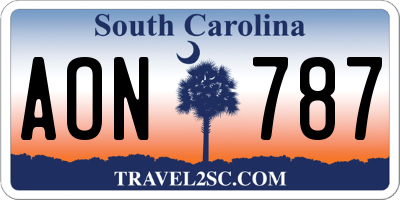 SC license plate AON787