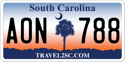 SC license plate AON788
