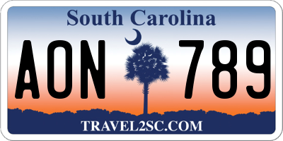 SC license plate AON789