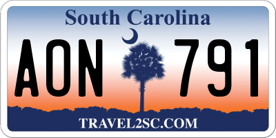 SC license plate AON791