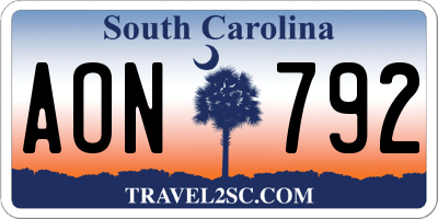 SC license plate AON792