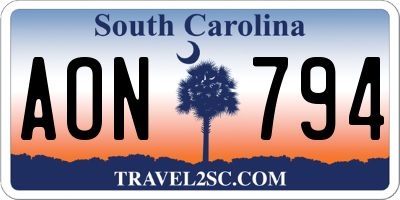 SC license plate AON794
