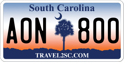SC license plate AON800