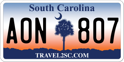 SC license plate AON807