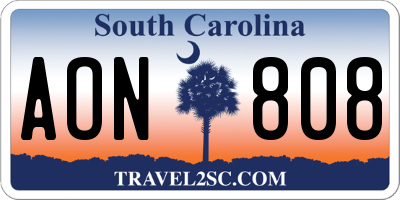 SC license plate AON808