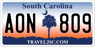 SC license plate AON809