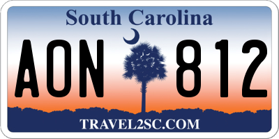 SC license plate AON812