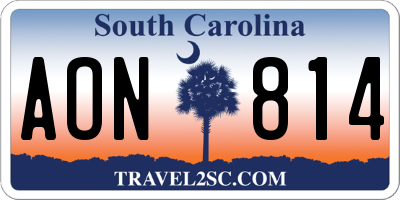 SC license plate AON814