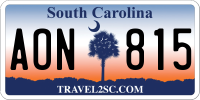 SC license plate AON815