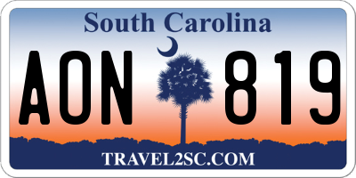 SC license plate AON819