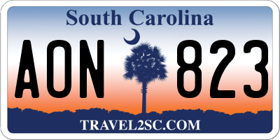 SC license plate AON823