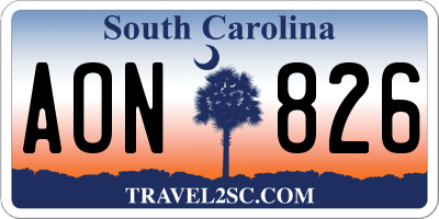 SC license plate AON826