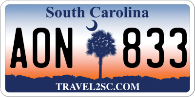 SC license plate AON833