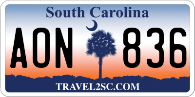 SC license plate AON836