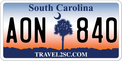 SC license plate AON840