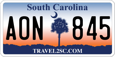SC license plate AON845