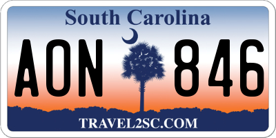 SC license plate AON846
