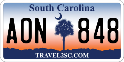 SC license plate AON848