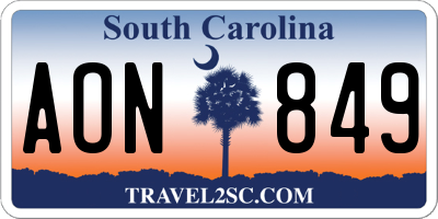 SC license plate AON849