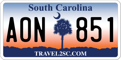 SC license plate AON851