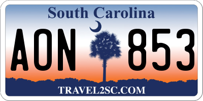 SC license plate AON853
