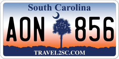 SC license plate AON856