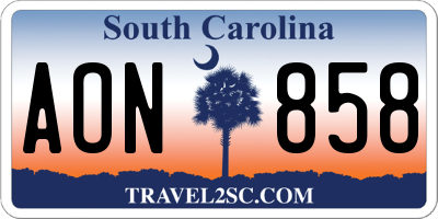 SC license plate AON858
