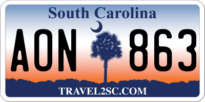 SC license plate AON863