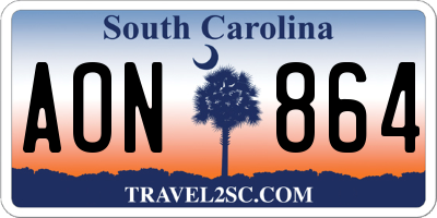 SC license plate AON864