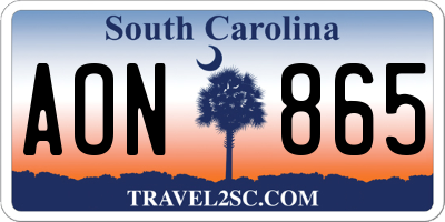 SC license plate AON865