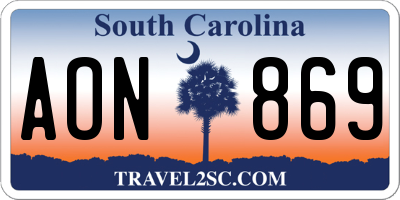 SC license plate AON869