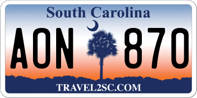SC license plate AON870