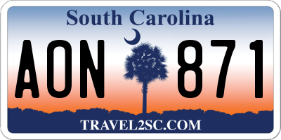 SC license plate AON871