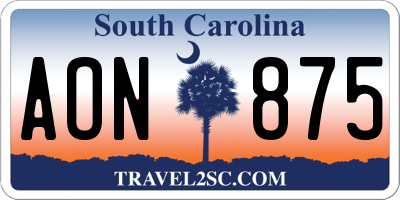 SC license plate AON875