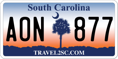 SC license plate AON877