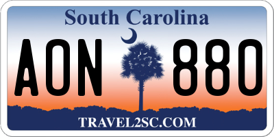 SC license plate AON880