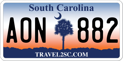SC license plate AON882