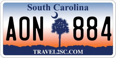 SC license plate AON884