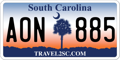 SC license plate AON885