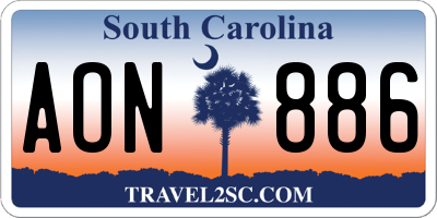 SC license plate AON886