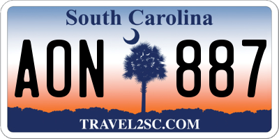SC license plate AON887