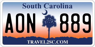 SC license plate AON889
