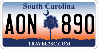 SC license plate AON890