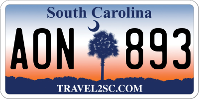 SC license plate AON893