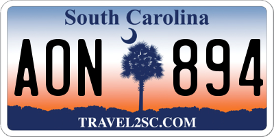 SC license plate AON894