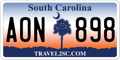 SC license plate AON898