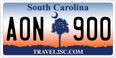 SC license plate AON900