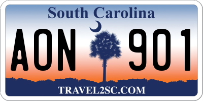 SC license plate AON901