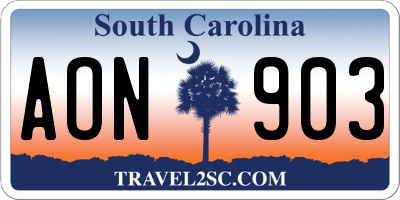 SC license plate AON903